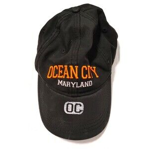 Ocean City Maryland Baseball Cap Adjustable Strap back Mens Black Embroidered